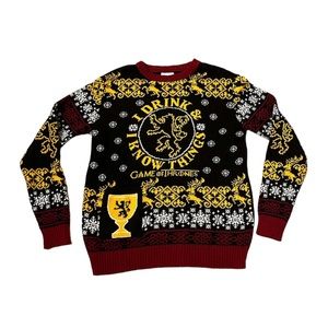 GAME OF THRONES IRON ANNIVERSARY "I DRINK & I KNOW THINGS"  SWEATER SIZE M EXCD